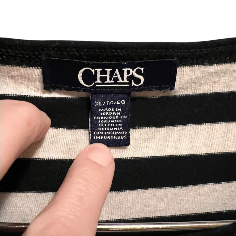 Chaps Women's Black & White Striped Long Sleeve Shirt XL - Picture 3 of 3